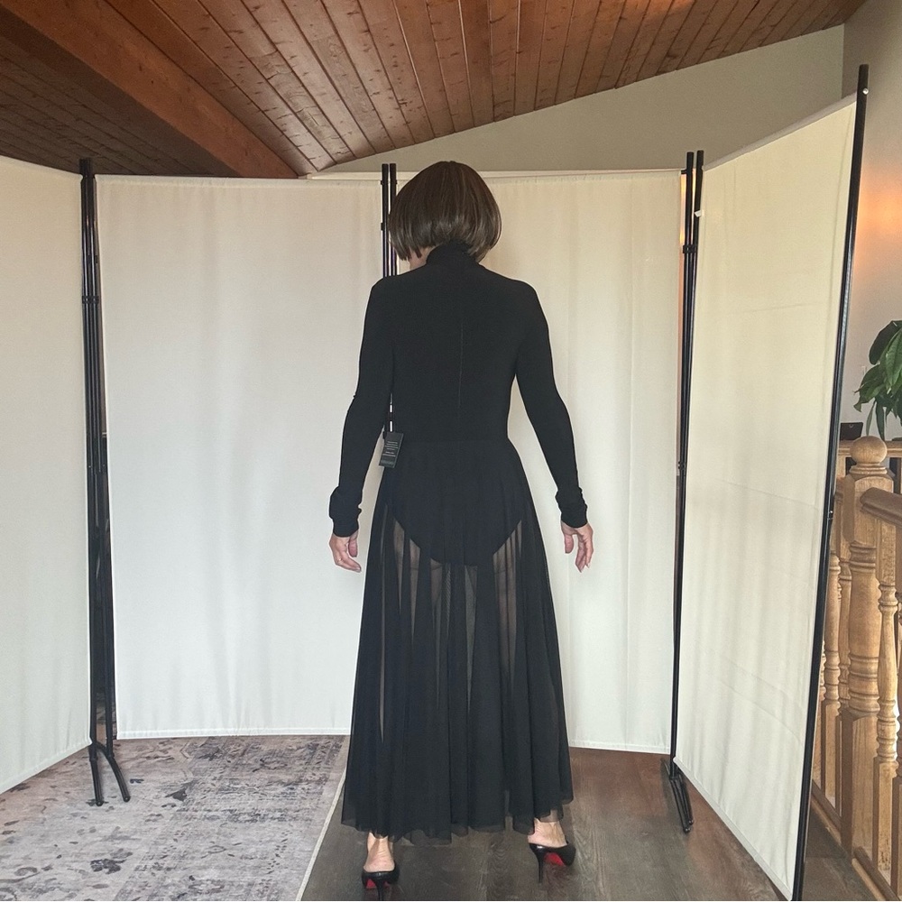 Black Sheer Norma Kamala Maxi dress with built in Bodysuit - Picture 6 of 14